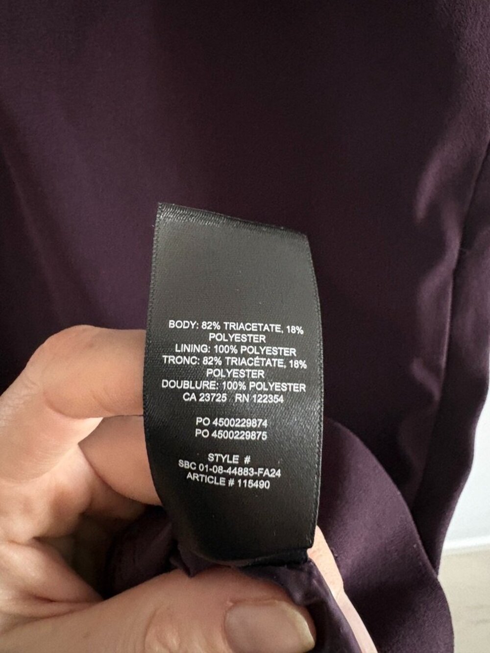 Aritzia Babaton Prestige Dress Squareneck Crepe Eggplant Purple Size Medium - Picture 8 of 8